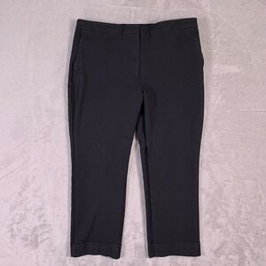 Ann Taylor Factory Black Cropped Ankle Trousers Womens 16 Stretch Cuffed Pants